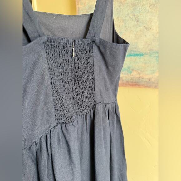 Quince 100% European Linen Fit & Flare Midi Dress Deep Navy Womens Small NWT New - Picture 8 of 10